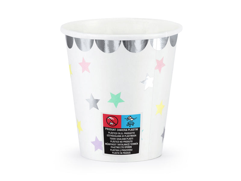 Papīra glāzītes "Unicorn Stars" 180 ml – Vienradža tematikas ballīšu trauki 6 gab.