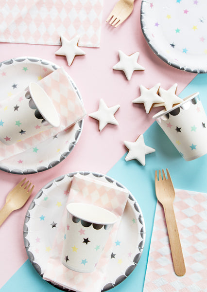 Papīra glāzītes "Unicorn Stars" 180 ml – Vienradža tematikas ballīšu trauki 6 gab.