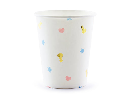 Boy or Girl papīra glāzes 200 ml – Gender Reveal ballītes glāzes 6 gab.