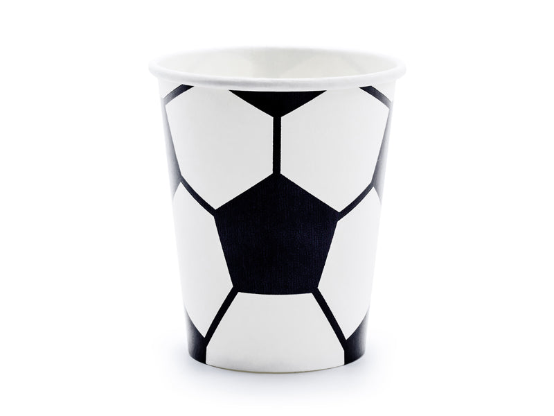 Vienreizējās papīra glāzes ar futbola tematiku, 260ml, 6gb