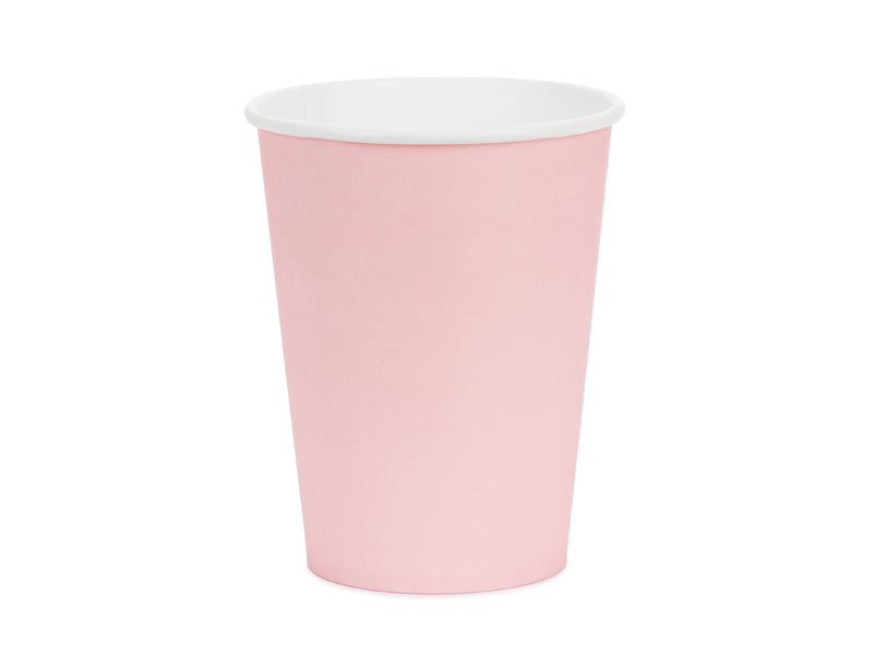 Gaiši rozā papīra glāzītes 250 ml – Eleganti ballīšu trauki 6 gab.