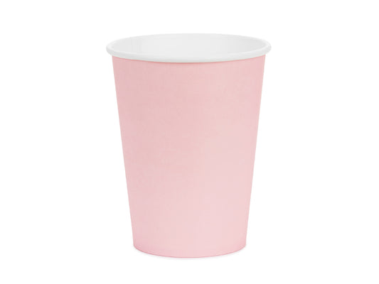 Gaiši rozā papīra glāzītes 250 ml – Eleganti ballīšu trauki 6 gab.