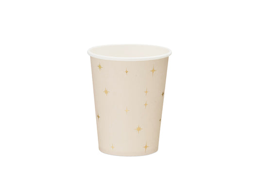 Papīra glāzes, rozā ar zelta punktiņiem, 260ml 
