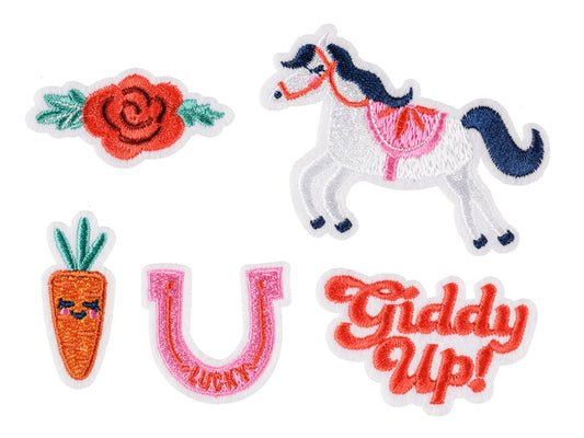 Termo uzlīmes apģērbam “Giddy Up” (5 gab.) – zirgu tematika