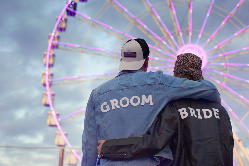 Gludināms uzšuvums “BRIDE” balts (24 x 6 cm)