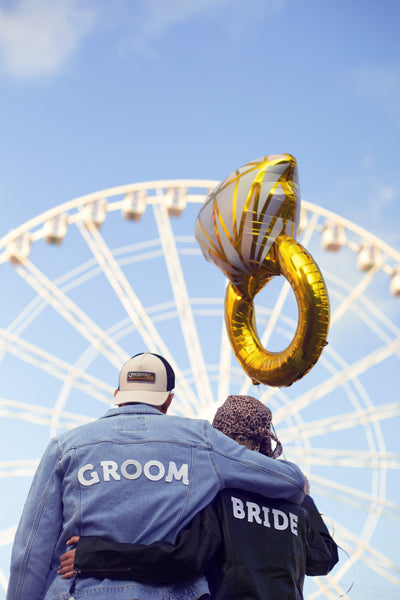 Gludināms uzšuvums “BRIDE” balts (24 x 6 cm)