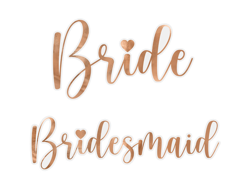 Glāžu uzlīmes “Bride & Bridesmaid” rozā zelta (6 gab.)