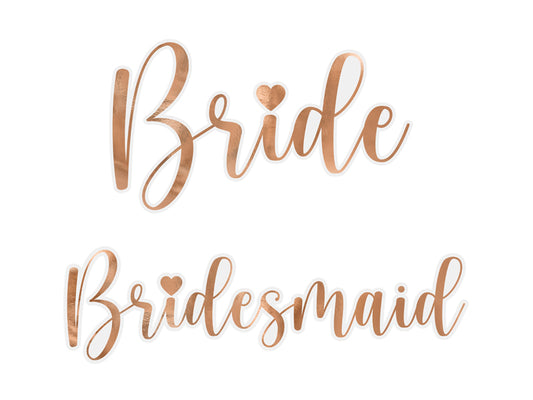 Glāžu uzlīmes “Bride & Bridesmaid” rozā zelta (6 gab.)
