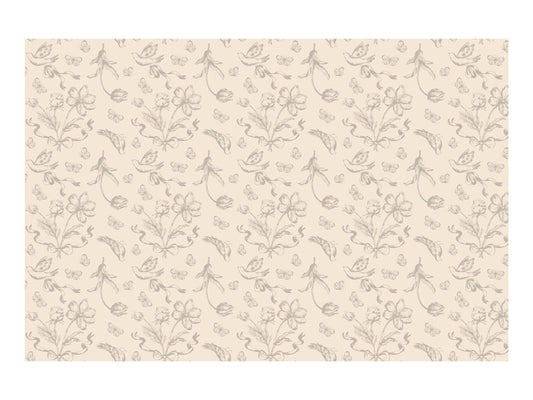 Vienreizlietojams galdauts “Beige Flowers”, 180 × 120 cm – bēšs ar ziedu rakstu