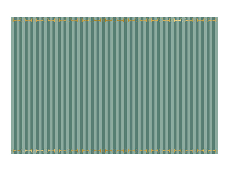 Vienreizlietojams galdauts “Stirrups”, 180 × 120 cm – zaļš ar zelta kāpšļu rakstu