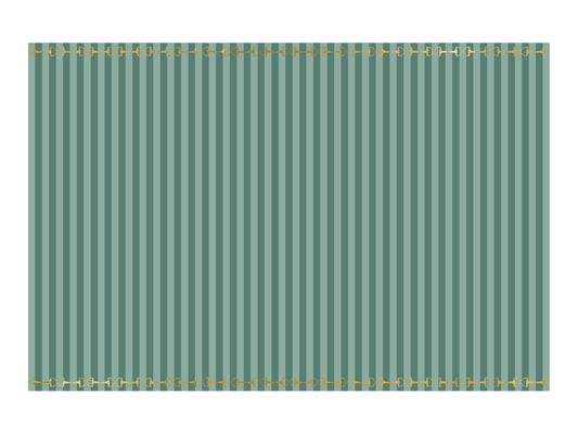 Vienreizlietojams galdauts “Stirrups”, 180 × 120 cm – zaļš ar zelta kāpšļu rakstu
