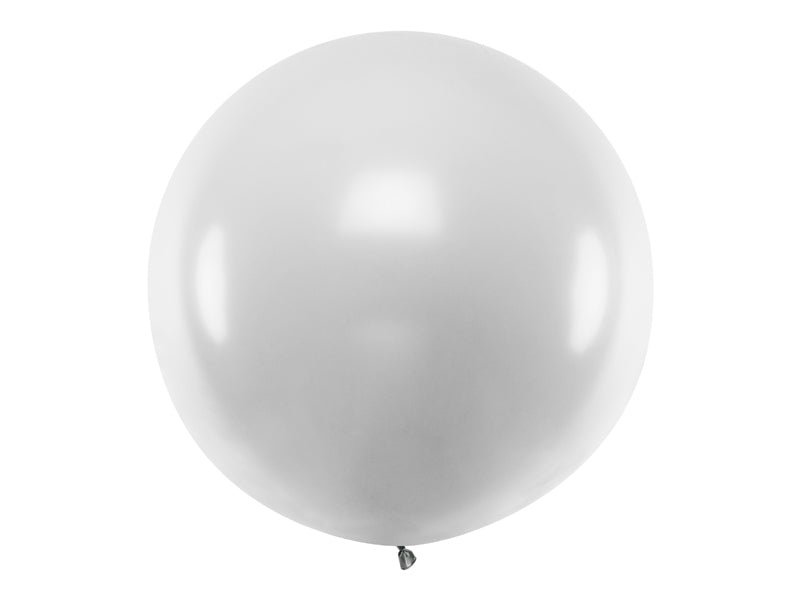Apaļš balons, 1m, "Metallic Silver Snow" krāsa