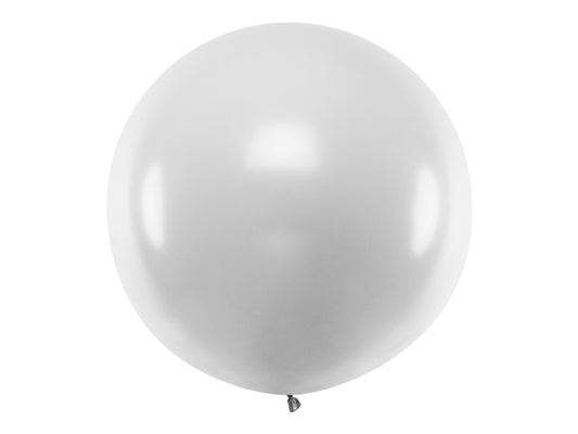 Apaļš balons, 1m, "Metallic Silver Snow" krāsa