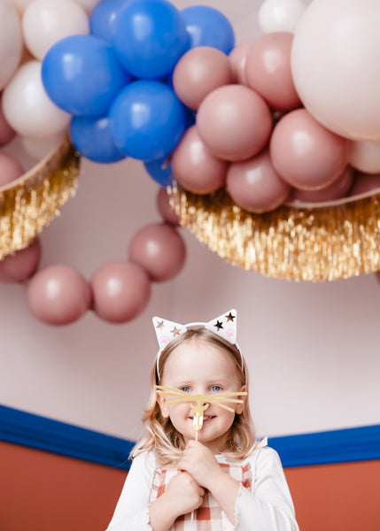 Kaķu ausu stīpiņas un ūsas foto aksesuāri, 5 gab. – kaķu ballītes komplekts