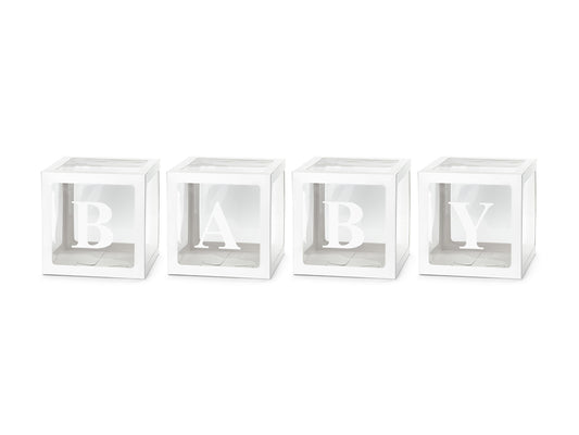 Balonu kastes BABY, 30x30 cm, baltas (4 gab.)