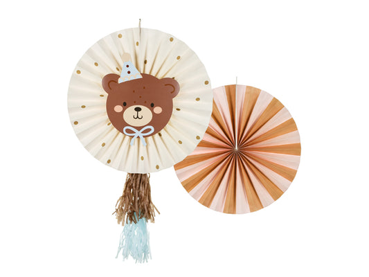 Dekoratīvas rozetes “Bear”, 2 gab., 30–35 cm – lācīša ballītes sienas dekori