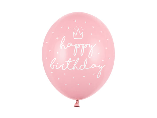 Baloni "Happy Birthday" 30 cm – Pastel Baby Pink, 50 gab.