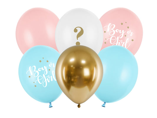 Baloni Boy or Girl 30 cm – Dzimuma atklāšanas ballītes balonu komplekts 6 gab.