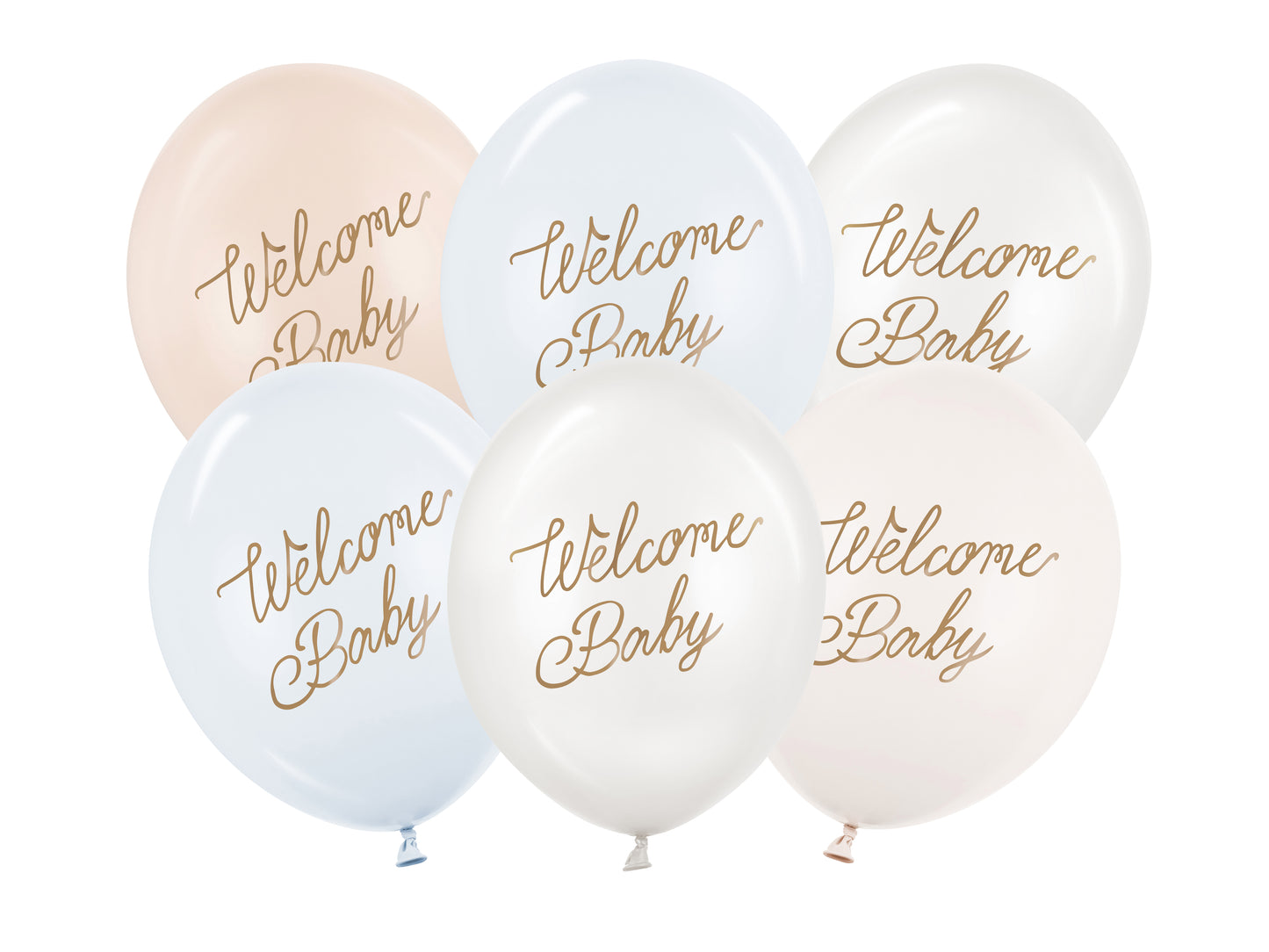 Welcome Baby zilie baloni 30 cm – Jaundzimušā sagaidīšanas balonu komplekts 6 gab.