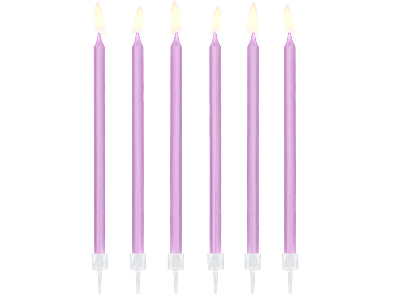 Dzimšanas dienas sveces, vienkrāsainas, gaiši violetā krāsā, 14 cm