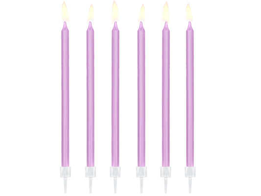 Dzimšanas dienas sveces, vienkrāsainas, gaiši violetā krāsā, 14 cm
