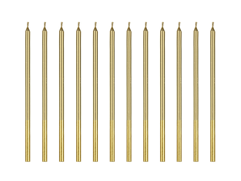 Dzimšanas dienas sveces zelta (14 cm, 12 gab.)