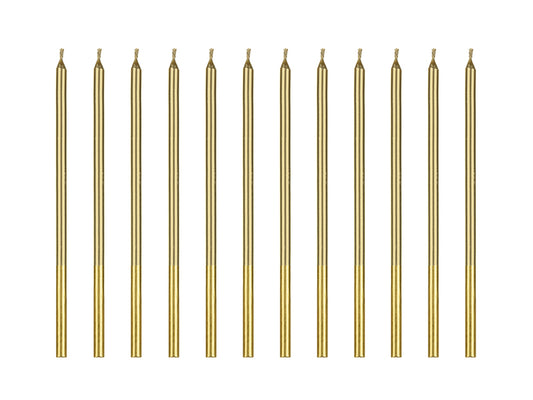 Dzimšanas dienas sveces zelta (14 cm, 12 gab.)