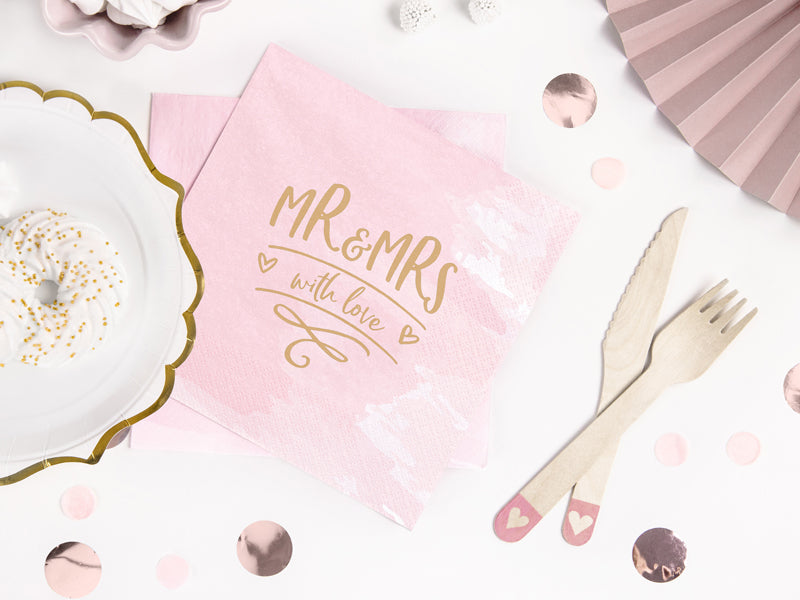 Koka galda piederumi ar sirsniņām blush pink 16 cm – 18 gab. komplekts