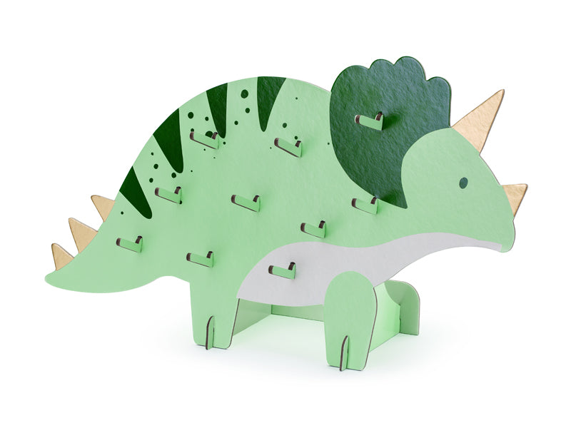 Uzkodu statīvs “Triceratops”, 38 × 23 cm – dinozauru ballītes dekors