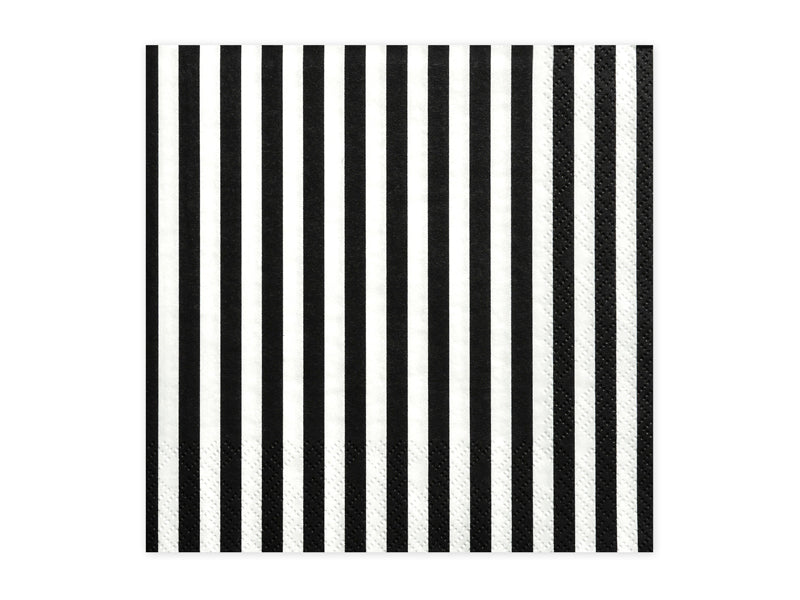 Salvetes “Stripes”, melnbaltas, 33 × 33 cm, 20 gab. – 3 slāņu salvetes
