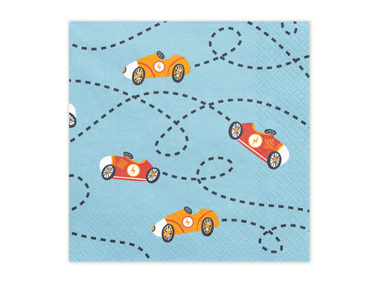 Papīra salvetes “Cars”, 33 × 33 cm, 12 gab. – auto tematikas ballīšu salvetes