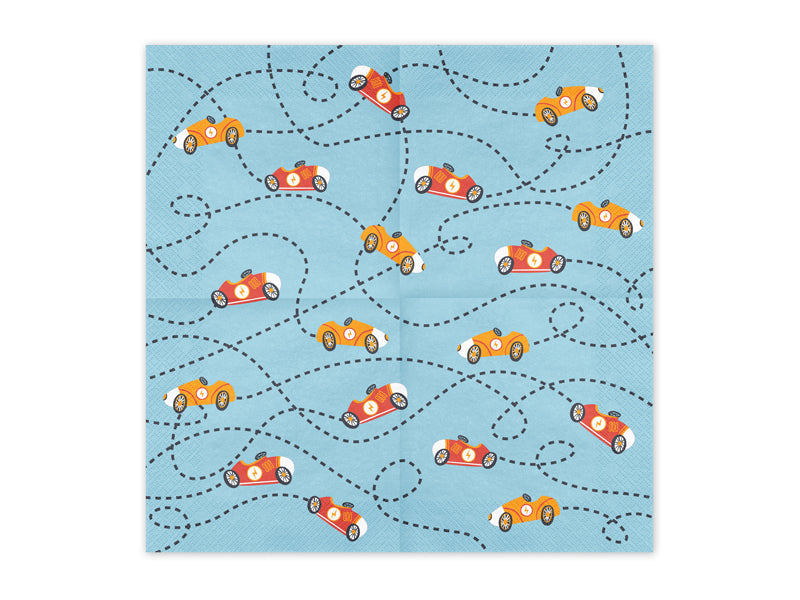 Papīra salvetes “Cars”, 33 × 33 cm, 12 gab. – auto tematikas ballīšu salvetes