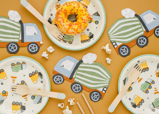 Papīra salvetes “Concrete Mixer”, 20 gab. – būvtehnikas ballīšu salvetes