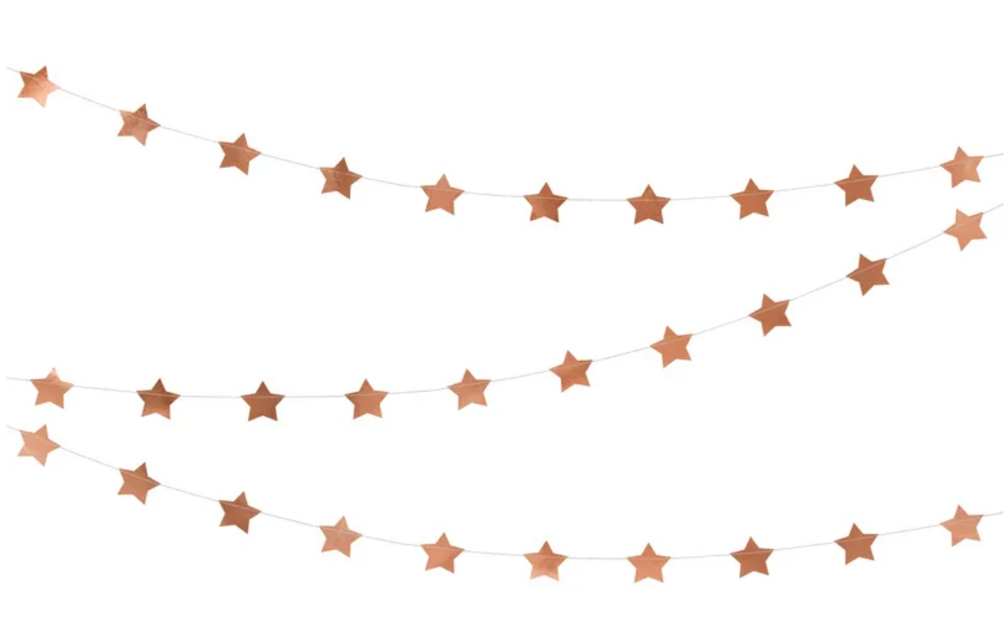 Folijas zvaigžņu virtene Rose Gold 3,6 m – Eleganta ballīšu dekorācija