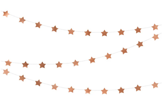 Folijas zvaigžņu virtene Rose Gold 3,6 m – Eleganta ballīšu dekorācija