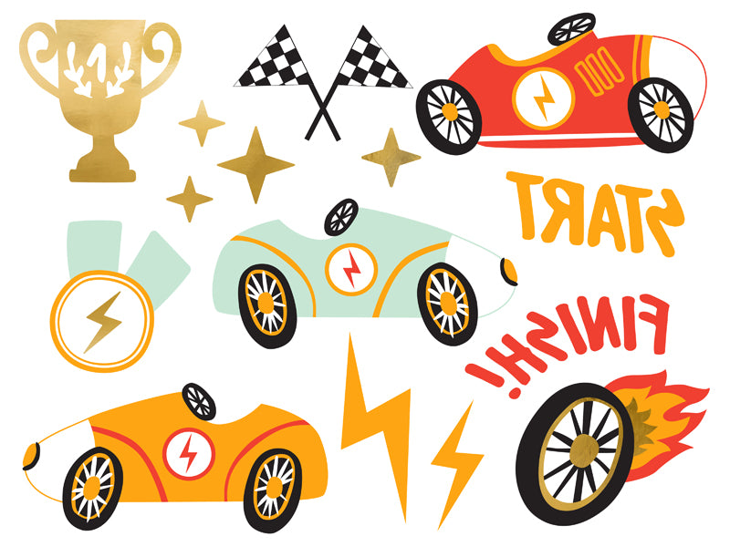 "Sacīkšu auto fanu ballīte" gatavais ballīšu komplekts (54 produkti)