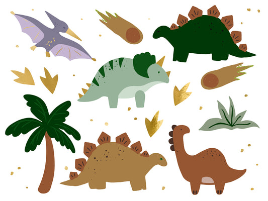 Pagaidu tetovējumi “Dinosaurs”, 13 gab. – dinozauru tetovējumi bērniem