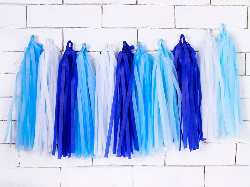 Pušķu virtene (Tassel Garland), zilo toņu mikss