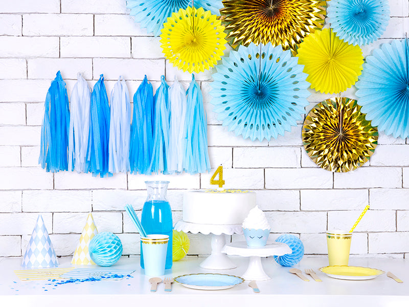 Pušķu virtene (Tassel Garland), zilo toņu mikss