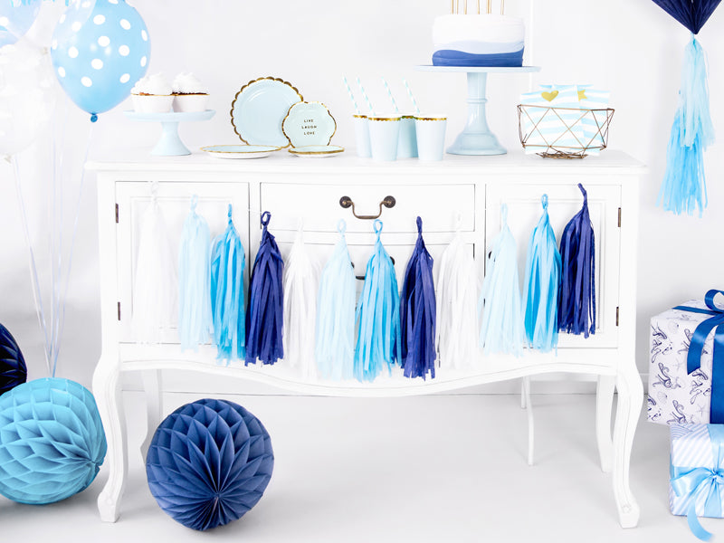 Pušķu virtene (Tassel Garland), zilo toņu mikss