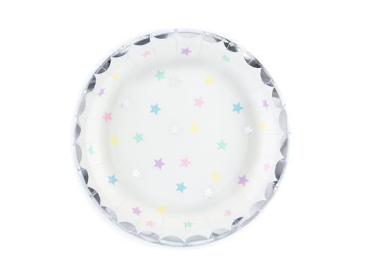 Unicorn Stars papīra šķīvji 18 cm – Vienradžu tematikas ballīšu šķīvji 6 gab.