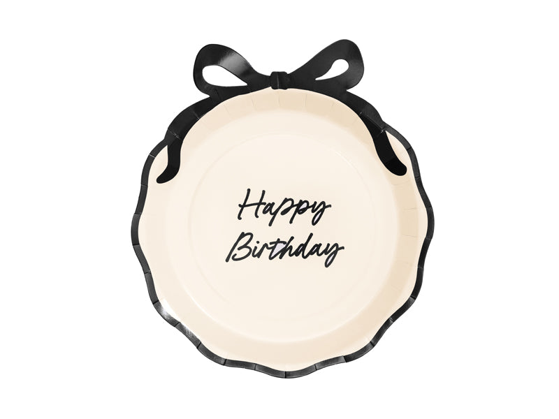 Vienreizlietojamie papīra šķīvji "Happy Birthday", 24cm, 6gb
