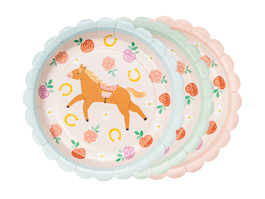 Papīra šķīvji ar zirgiem (18 cm, 6 gab.)