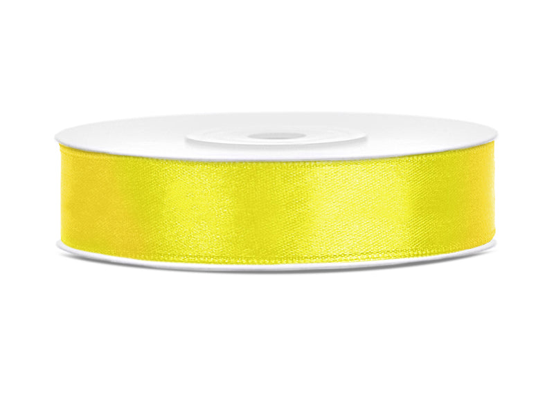 Satīna lente, Yellow, platums 12 mm / garums 25 m