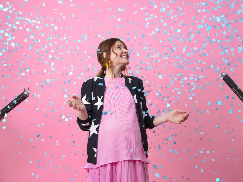 "Gender Reveal" konfeti kanons zils (60 cm) – dzimuma atklāšanai