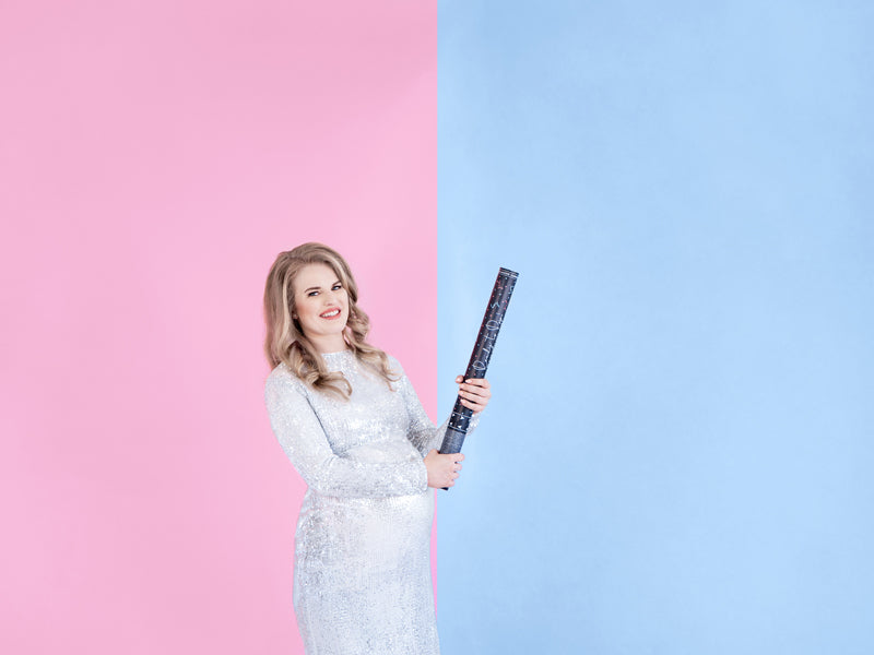 "Gender Reveal" konfeti kanons zils (60 cm) – dzimuma atklāšanai