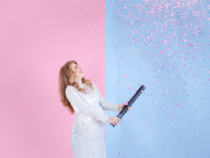 "Gender Reveal" konfeti kanons rozā (60 cm) – dzimuma atklāšanai
