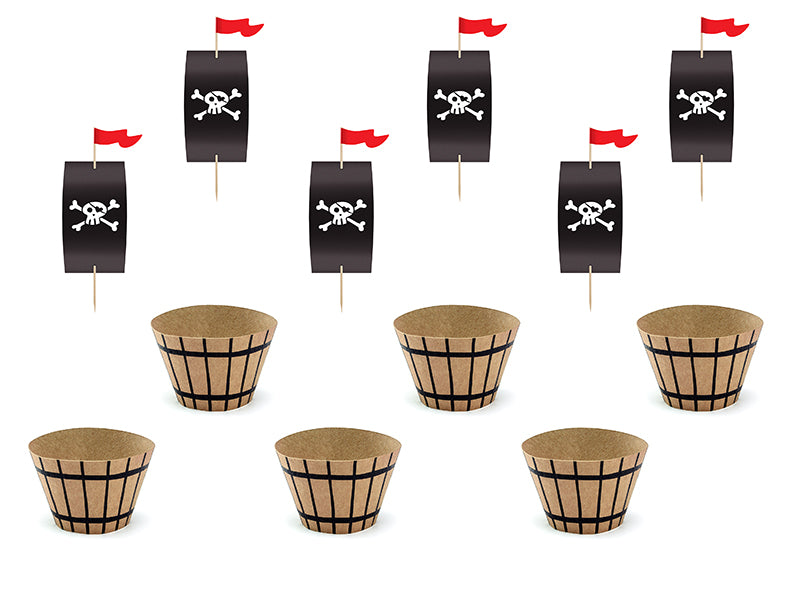 Kēksiņu dekorēšanas komplekts “Pirates Party”, 6 gab. – pirātu cupcake dekori
